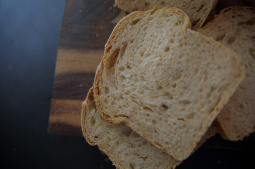 sourdough slices on cutting board